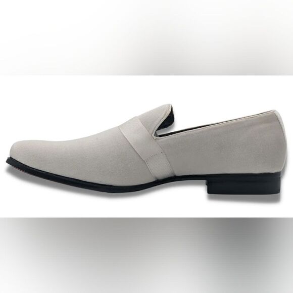MONTIQUE MEN'S SOLID VELVET WHITE FASHION SLIP-ON SHOE S91. - Picture 2 of 3